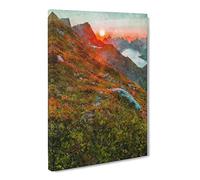 Mountains In Lofoten Norway Canvas Print | Gallery Wrapped 30mm Frame Wall Art | 30x20 inches | Ready to Hang | Modern Landscape Picture | Living Room Bedroom Lounge Office