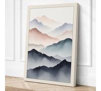 Mountains in Mist Canvas Wall Art Print 24x16 Inch