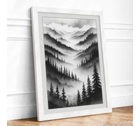 Mountains in Mist Scandinavian Framed Wall Art Print A1 (84.1×59.4cm)