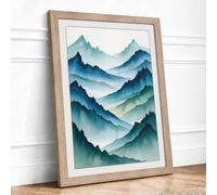Mountains in Mist Scandinavian Framed Wall Art Print A1 (84.1×59.4cm)
