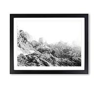 Mountains In Northern Italy In Abstract Modern Art Framed Wall Art Print, Ready to Hang Picture for Living Room Bedroom Home Office Décor, Black A3 (46 x 34 cm)