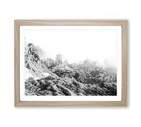 Mountains In Northern Italy In Abstract Modern Art Framed Wall Art Print, Ready to Hang Picture for Living Room Bedroom Home Office Décor, Oak A3 (46 x 34 cm)