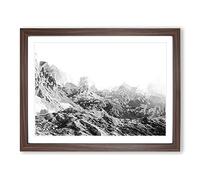 Mountains In Northern Italy In Abstract Modern Art Framed Wall Art Print, Ready to Hang Picture for Living Room Bedroom Home Office Décor, Walnut A3 (46 x 34 cm)