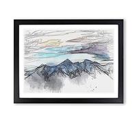 Mountains In Poland In Abstract Modern Art Framed Wall Art Print, Ready to Hang Picture for Living Room Bedroom Home Office Décor, Black A4 (34 x 25 cm)