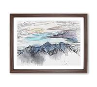 Mountains In Poland In Abstract Modern Art Framed Wall Art Print, Ready to Hang Picture for Living Room Bedroom Home Office Décor, Walnut A2 (64 x 46 cm)