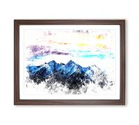 Mountains In Poland Watercolour Modern Framed Wall Art Print, Ready to Hang Picture for Living Room Bedroom Home Office Décor, Walnut A3 (46 x 34 cm)