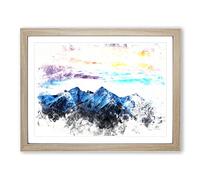 Mountains In Poland Watercolour Modern Framed Wall Art Print, Ready to Hang Picture for Living Room Bedroom Home Office Décor, Oak A3 (46 x 34 cm)
