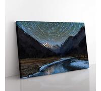 Mountains In Sichuan China In Abstract Modern Art Canvas Wall Art Print Ready to Hang, Framed Picture for Living Room Bedroom Home Office Décor, 76x50 cm (30x20 Inch)