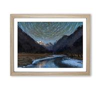 Mountains In Sichuan China In Abstract Modern Art Framed Wall Art Print, Ready to Hang Picture for Living Room Bedroom Home Office Décor, Oak A4 (34 x 25 cm)