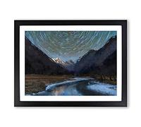 Mountains In Sichuan China In Abstract Modern Art Framed Wall Art Print, Ready to Hang Picture for Living Room Bedroom Home Office Décor, Black A4 (34 x 25 cm)