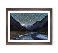 Mountains In Sichuan China In Abstract Modern Art Framed Wall Art Print, Ready to Hang Picture for Living Room Bedroom Home Office Décor, Walnut A4 (34 x 25 cm)