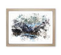 Mountains In Sichuan China Watercolour Modern Framed Wall Art Print, Ready to Hang Picture for Living Room Bedroom Home Office Décor, Oak A4 (34 x 25 cm)