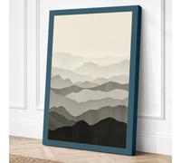 Mountains in Silence Canvas Wall Art Print 30x20 Inch | Teal