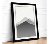 Mountains in Silence Minimalist Framed Wall Art Print A2 (59.4×42cm) Black, Wall Decor for Living Room, Bedroom, Office & Home, Ready to Hang, Art Gift