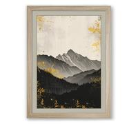 Mountains in Silence Minimalist Framed Wall Art Print A2 (59.4×42cm) Oak, Wall Decor for Living Room, Bedroom, Office & Home, Ready to Hang, Art Gift