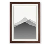 Mountains in Silence Minimalist Framed Wall Art Print A4 (29.7×21cm) Walnut, Wall Decor for Living Room, Bedroom, Office & Home, Ready to Hang, Art Gift