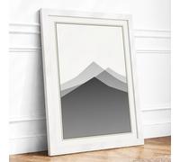 Mountains in Silence Minimalist Framed Wall Art Print A4 (29.7×21cm) White, Wall Decor for Living Room, Bedroom, Office & Home, Ready to Hang, Art Gift
