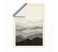 Mountains in Silence Minimalist Unframed Wall Art Print A4 (29.7×21cm), Wall Decor for Living Room, Bedroom, Office & Home, Art Gift