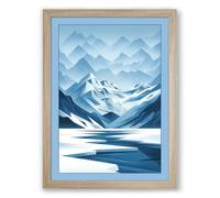 Mountains in Silence Scandinavian Framed Wall Art Print A1 (84.1×59.4cm) Oak, Wall Decor for Living Room, Bedroom, Office & Home, Ready to Hang, Art Gift