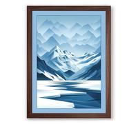 Mountains in Silence Scandinavian Framed Wall Art Print A1 (84.1×59.4cm) Walnut, Wall Decor for Living Room, Bedroom, Office & Home, Ready to Hang, Art Gift