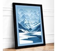 Mountains in Silence Scandinavian Framed Wall Art Print A4 (29.7×21cm)