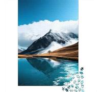 Mountains in The Clouds 1000 Pieces Cardboard Mirror Lake&Snow Mountain Puzzle Ultra Difficult Adults Family Evening Wall Art Gift for Puzzle Lovers 70x50cm/1000pcs