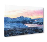 Mountains In Tromso Norway Canvas Print | Gallery Wrapped 30mm Frame Wall Art | 30x20 inches | Ready to Hang | Abstract Landscape Picture | Living Room Bedroom Lounge Office