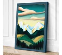 Mountains in Turquoise Art Canvas Wall Art Print 18x12 Inch | Ready to Hang, Gallery Wrapped, Fade-Resistant Inks, Securely Packaged, UK Made