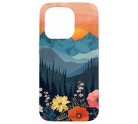 Mountains Landscape Sunset Floral Forest Flower Pine Tree Case for iPhone 15 Pro