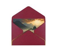 Mountains Meet The Sea Luxury Pearl Paper Greeting Card With Gold Border, Blank Inside, With Envelope - Birthday, Wedding, Christmas, Valentine