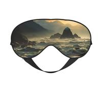 Mountains Meet The Sea Sleep Mask for Women & Men - Double-Sided Eye Mask with Adjustable Strap, Soft Silky Feel, Light-Blocking & Breathable for Travel, Nap, Shift Work, Yoga