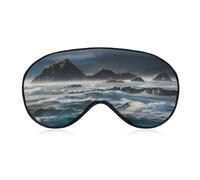 Mountains Meet The Sea Sleep Mask Light Block-Out Eye Mask for Side Sleeper Pressure-Free Soft Night Blindfold with Adjustable Strap Breathable Sleep Eye Cover for Travel