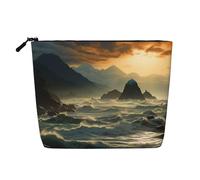Mountains Meet The Sea Toiletry Bags for Women, Portable Travel Cosmetic Bag, Daily Organiser with Zipper