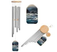 Mountains Meet The Sea Wind Chimes Hanging Metal Wind Chime Outdoors Aluminium Memorial Windchimes Deep Tone Garden Patio Balcony Decoration Sympathy Gift for Mom Women Wife