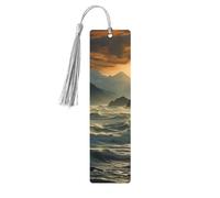 Mountains Meet The Sea Wooden Bookmark Perfect Decoration for Bookmarks Lovers Students Reading Book Club