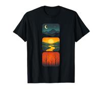 Mountains & Moon - Hiking Wilderness Nature Art T-Shirt