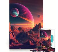 Mountains Moon Space 1000 Piece Jigsaw Puzzle for Teenagers Memory Gain Soothing Fun Design Assembly Elegant Gift (38x26cm)