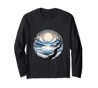Mountains Moonlight Hut Lake Harmony Nature Long Sleeve T-Shirt
