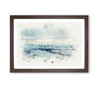 Mountains of Dushanbe in Tajikistan in Abstract Framed Print | A2 Walnut Framed Wall Art | Ready to Hang | Abstract Landscape Picture | Living Room Bedroom Lounge Office