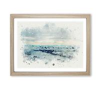 Mountains Of Dushanbe In Tajikistan In Abstract Modern Art Framed Print | A3 Oak Framed Wall Art | Ready to Hang | Abstract Landscape Picture | Living Room Bedroom Lounge Office