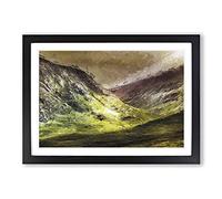 Mountains of Glencoe in Scotland in Abstract Framed Print | A2 Black Framed Wall Art | Ready to Hang | Abstract Landscape Picture | Living Room Bedroom Lounge Office