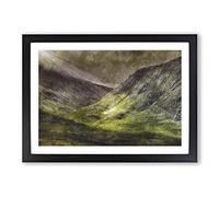 Mountains of Glencoe in Scotland Painting Framed Print | A2 Black Framed Wall Art | Ready to Hang | Modern Landscape Picture | Living Room Bedroom Lounge Office