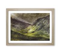 Mountains Of Glencoe In Scotland Painting Modern Art Framed Print | A2 Oak Framed Wall Art | Ready to Hang | Modern Landscape Picture | Living Room Bedroom Lounge Office