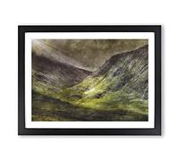Mountains Of Glencoe In Scotland Painting Modern Art Framed Wall Art Print, Ready to Hang Picture for Living Room Bedroom Home Office Décor, Black A3 (46 x 34 cm)