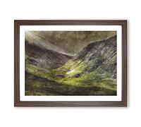 Mountains Of Glencoe In Scotland Painting Modern Art Framed Wall Art Print, Ready to Hang Picture for Living Room Bedroom Home Office Décor, Walnut A2 (64 x 46 cm)