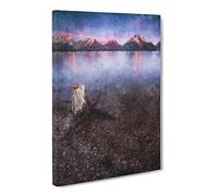 Mountains Of Grand Teton Park Canvas Print | Gallery Wrapped 30mm Frame Wall Art | 24x16 inches | Ready to Hang | Modern Landscape Picture | Living Room Bedroom Lounge Office