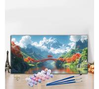 Mountains Paint by Numbers for Adults Beginners, DIY Paint by Numbers Winter Colored Canvas Drawing, Easy Arts and Crafts for Adults Oil Painting Kit for Relax Christmas Room Decor 70x140CM G8-978