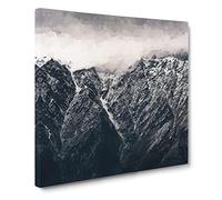 Mountains Reaching the Clouds Canvas Print | Gallery Wrapped 30mm Frame Wall Art | 14x14 inches | Ready to Hang | Abstract Landscape Picture | Living Room Bedroom Lounge Office