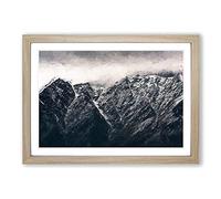 Mountains Reaching The Clouds in Abstract Framed Print | A2 Oak Framed Wall Art | Ready to Hang | Abstract Landscape Picture | Living Room Bedroom Lounge Office