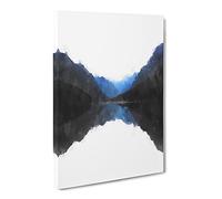 Mountains Reflecting Canvas Print | Gallery Wrapped 30mm Frame Wall Art | 24x16 inches | Ready to Hang | Modern Landscape Picture | Living Room Bedroom Lounge Office
